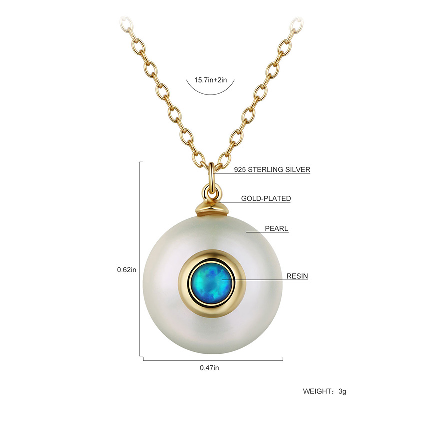 Women's 925 Sterling Silver Chain Necklace with Pearl Pendant
