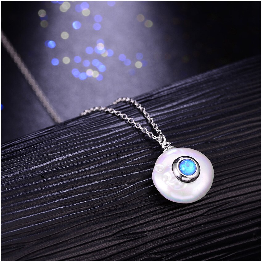Women's 925 Sterling Silver Chain Necklace with Pearl Pendant