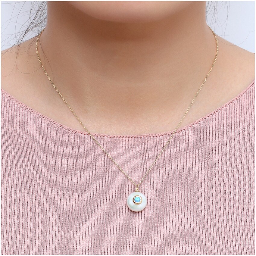 Women's 925 Sterling Silver Chain Necklace with Pearl Pendant
