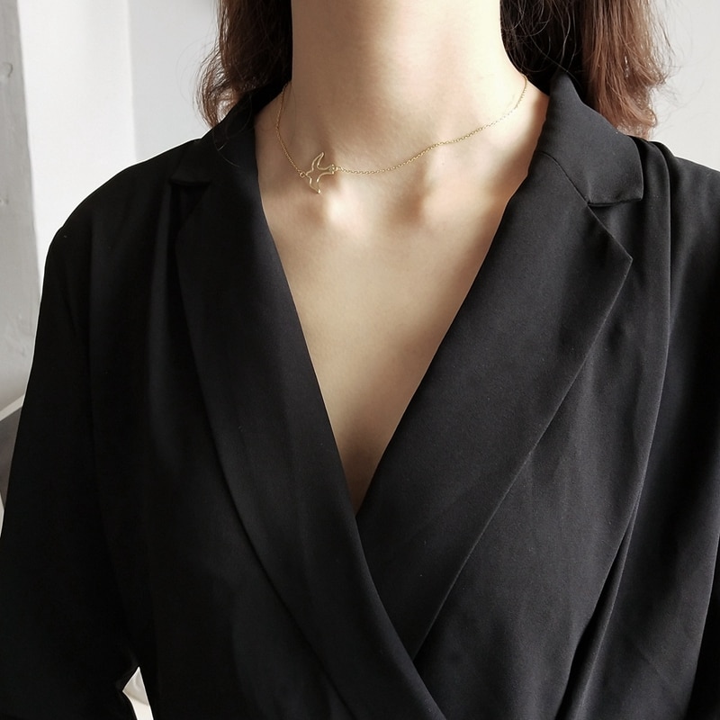 925 Sterling Silver Choker Necklace for Women with Bird Silhouette
