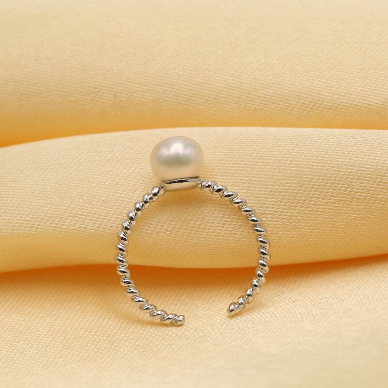 Women's Vintag 925 Sterling Silver Ring with Natural Pearl