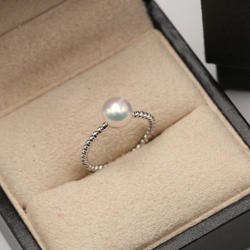 Women's Vintag 925 Sterling Silver Ring with Natural Pearl
