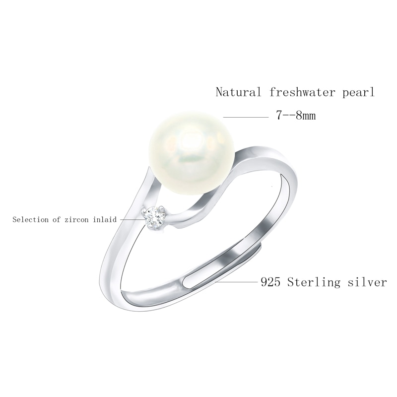 Women's 925 Sterling Silver Ring with Natural Pearl