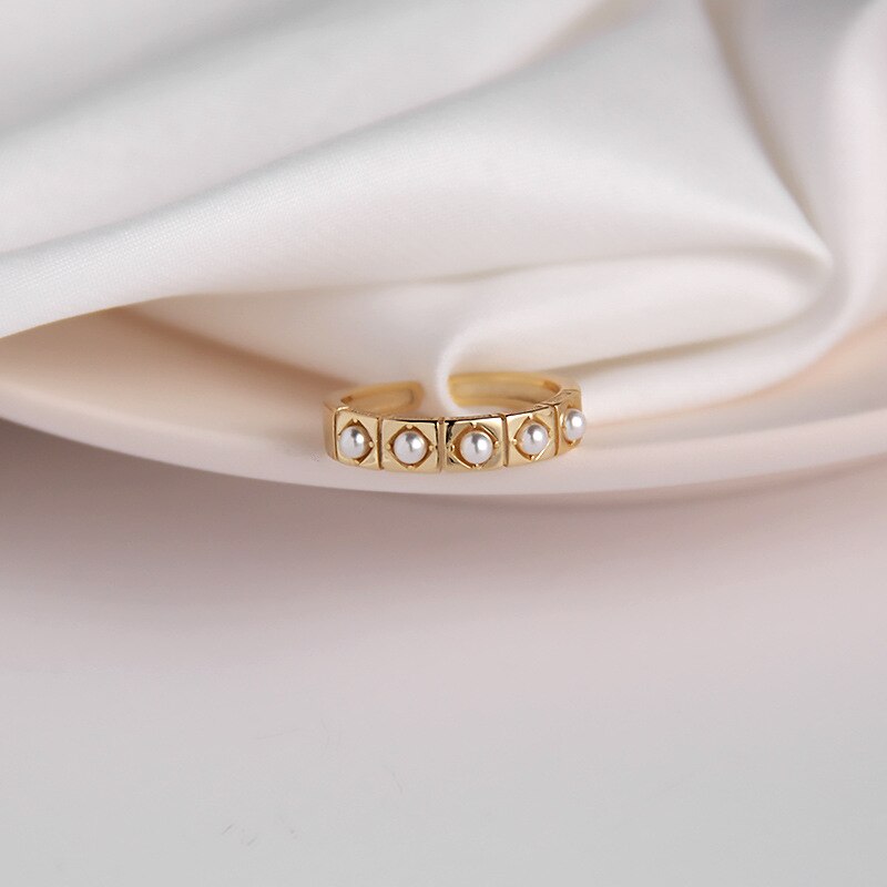 Women's 925 Sterling Silver Pearl Gold Rings Women's 925 Sterling Silver Pearl Gold Rings