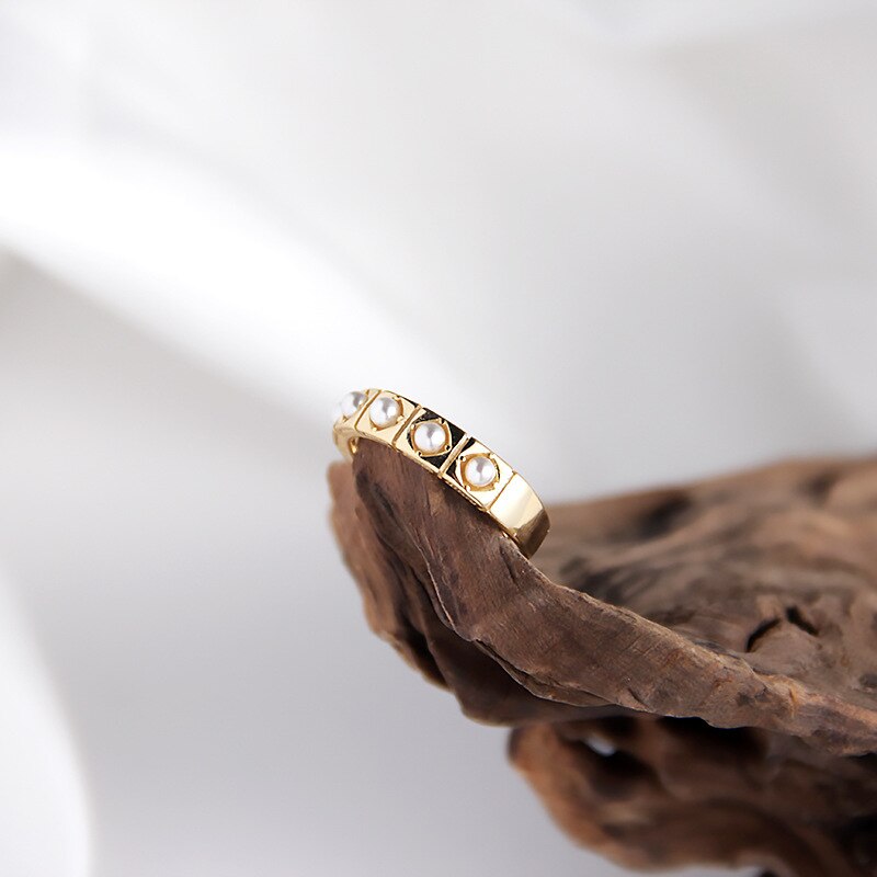Women's 925 Sterling Silver Pearl Gold Rings Women's 925 Sterling Silver Pearl Gold Rings