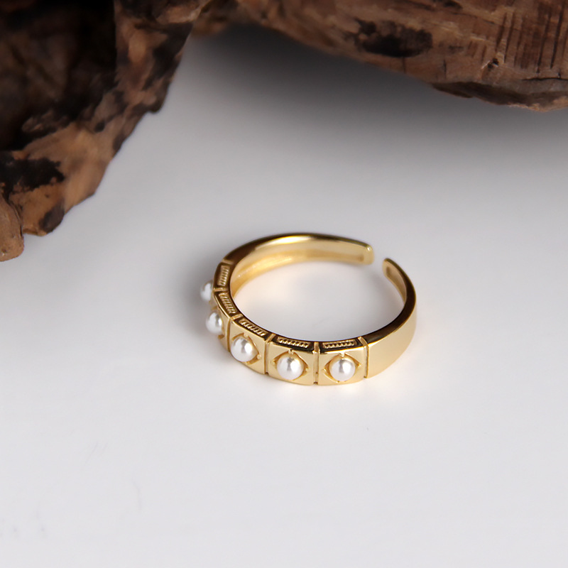 Women's 925 Sterling Silver Pearl Gold Rings Women's 925 Sterling Silver Pearl Gold Rings