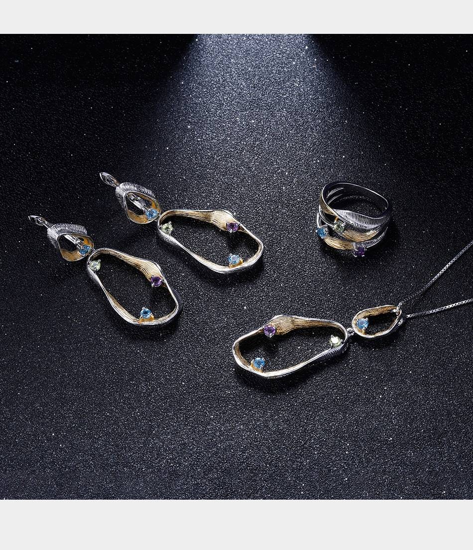 Women's Natural Topaz and Amethyst Earrings Women's Natural Topaz and Amethyst Earrings